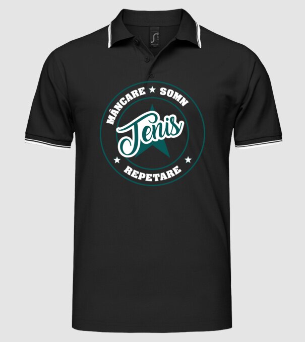 mâncare somn repetare TENIS model negru pe tricou