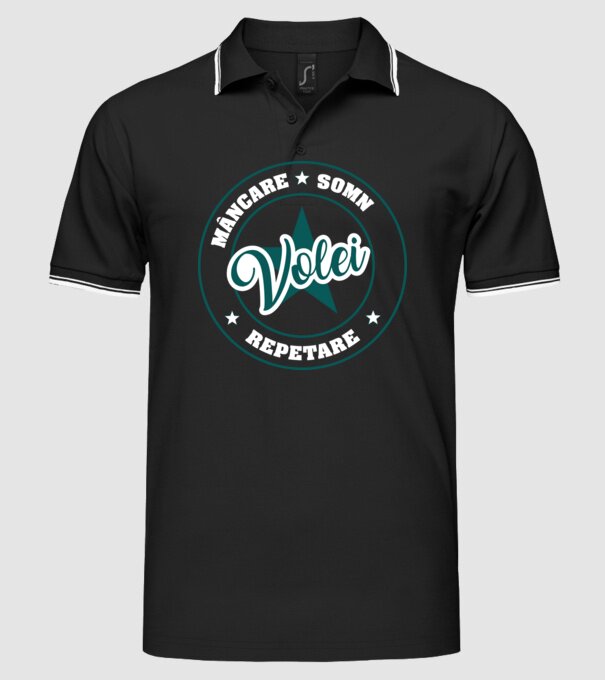 mâncare somn repetare VOLEI model negru pe tricou