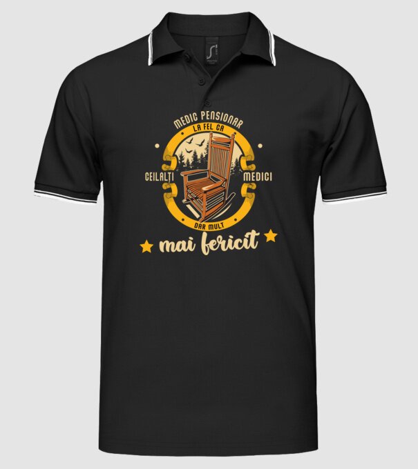 MEDIC pensionar - la fel ca ceilalți medici, dar mult mai fericit model negru pe tricou