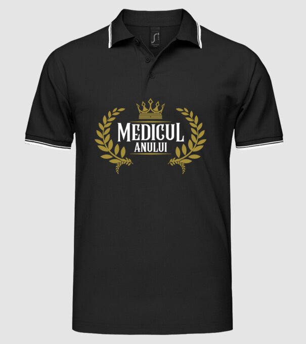 Medicul anului model negru pe tricou