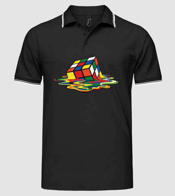 Melting Rubik model negru pe tricou