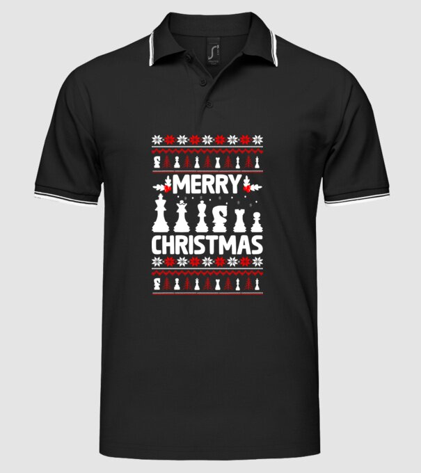 merry chessmass 2 model negru pe tricou