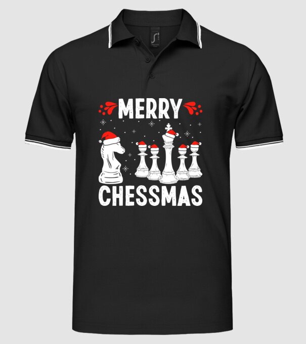 merry chessmass model negru pe tricou