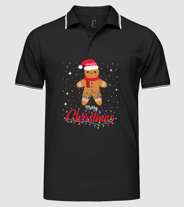 Merry christmas cookie model negru pe tricou