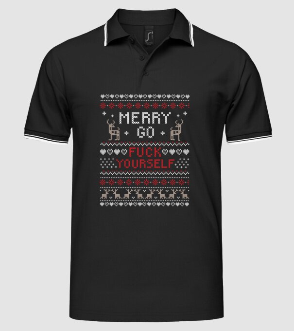 Merry go f-ck yourself model negru pe tricou