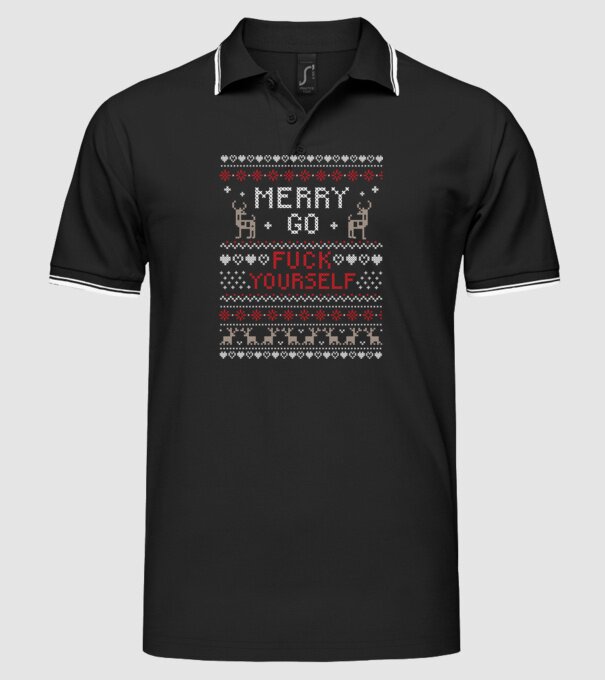 Merry go fuck yourself model negru pe tricou