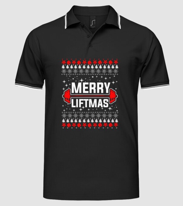 Merry liftmas 1 model negru pe tricou