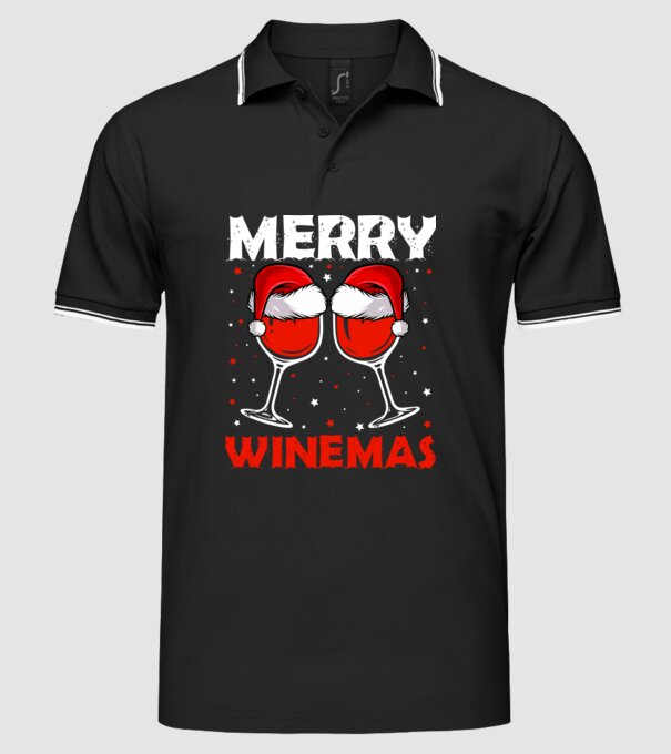 Merry winemas model negru pe tricou