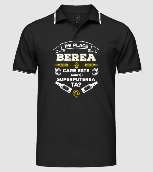 îmi place berea, care este superputerea ta? model negru pe tricou