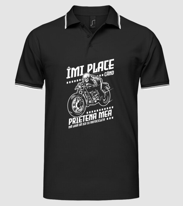 îmi place când prietena mea mă lasă să ies cu motocicleta model negru pe tricou