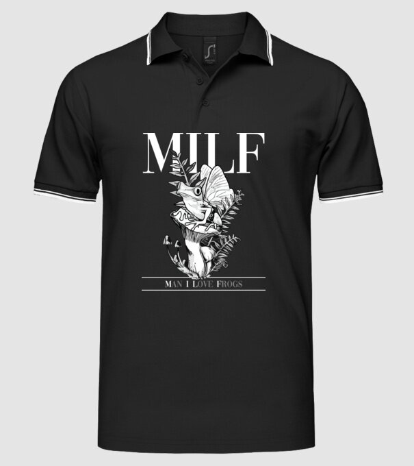 MILF man i love frogs model negru pe tricou
