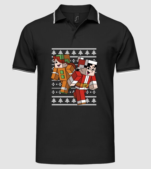 Minecraft christmas ugly sweater model negru pe tricou