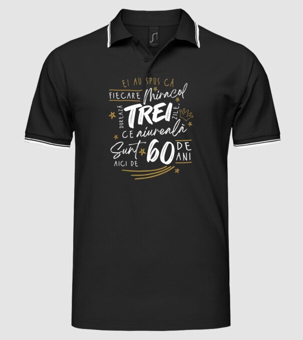 Miracol durează trei 60 de ani model negru pe tricou