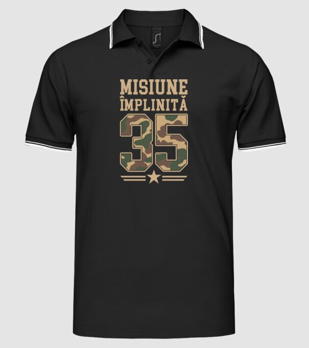 Misiune împlinită 35 model negru pe tricou