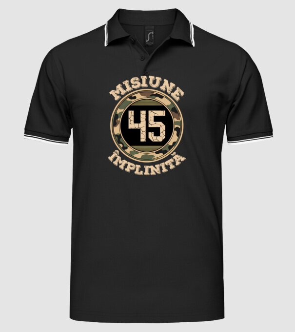 Misiune împlinită 45 model negru pe tricou