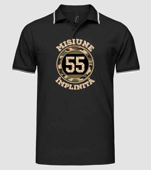 Misiune împlinită 55 model negru pe tricou