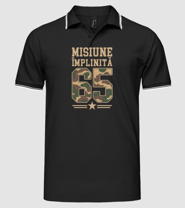Misiune împlinită 65 model negru pe tricou