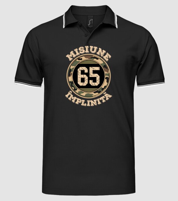 Misiune împlinită 65 model negru pe tricou