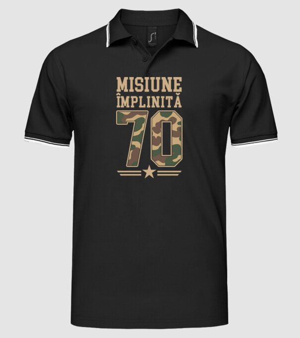 Misiune împlinită 70 model negru pe tricou