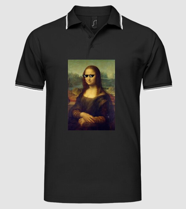 Mona Lisa Deal with it model negru pe tricou