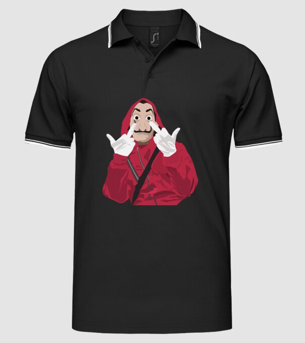 money heist fcku model negru pe tricou