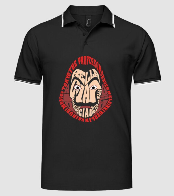 money heist logo names model negru pe tricou