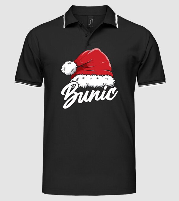bunic Santa Hat model negru pe tricou