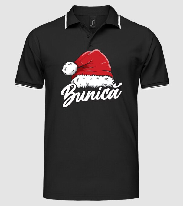 bunică Santa Hat model negru pe tricou