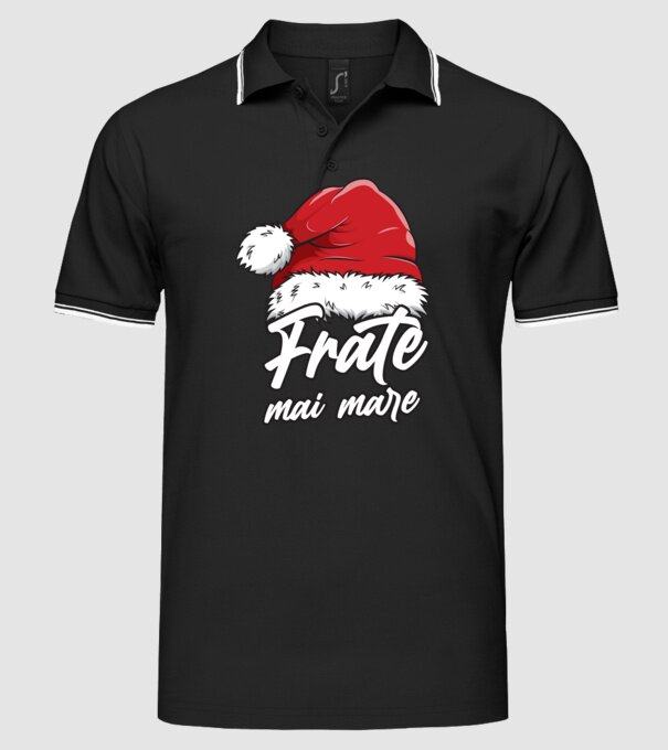 frate mai mare Santa Hat model negru pe tricou