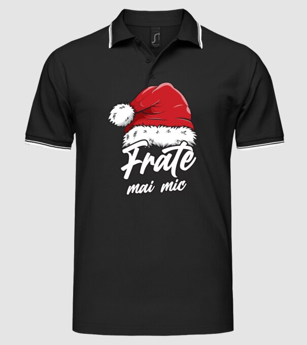 frate mai mic Santa Hat model negru pe tricou