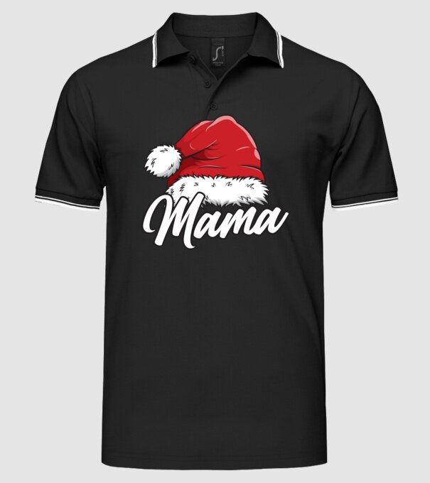 mama Santa Hat model negru pe tricou
