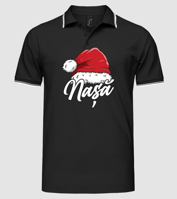 nașă Santa Hat model negru pe tricou