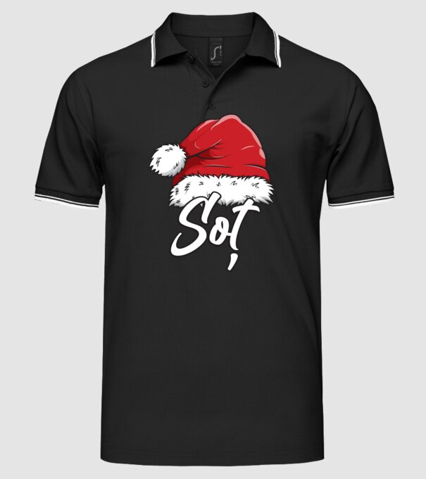 soț Santa Hat model negru pe tricou