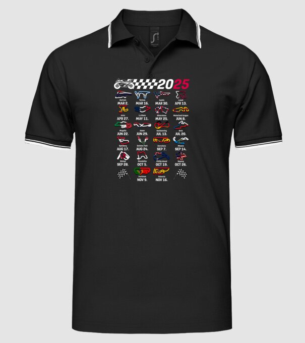 MOTOGP 25 CALENDAR Negru model negru pe tricou