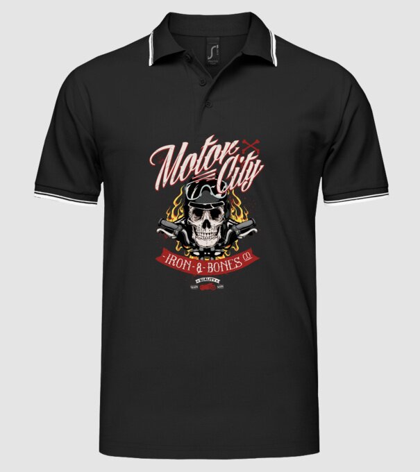 Motor City model negru pe tricou