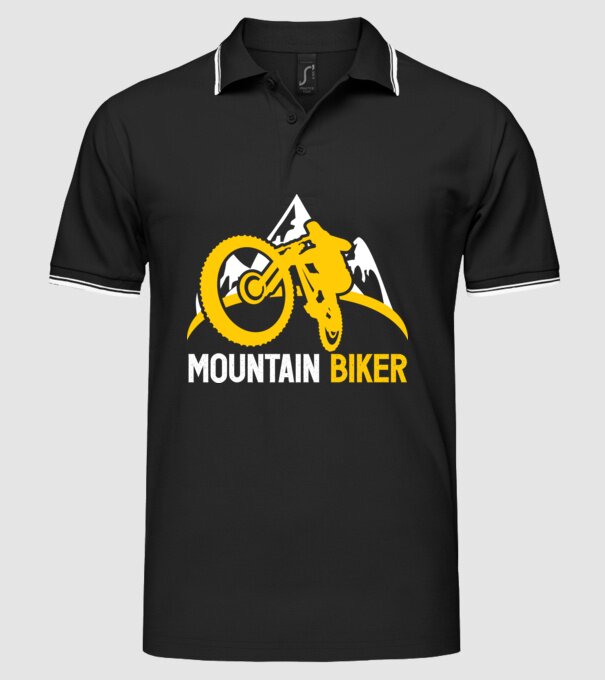 mountain biker model negru pe tricou