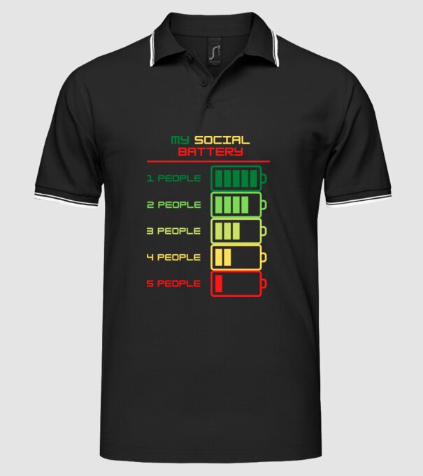 My social battery model negru pe tricou