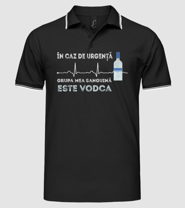 În caz de urgență, grupa mea sanguină este vodca model negru pe tricou