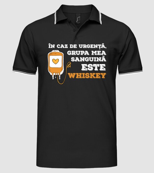 În caz de urgență, grupa mea sanguină este Whiskey model negru pe tricou