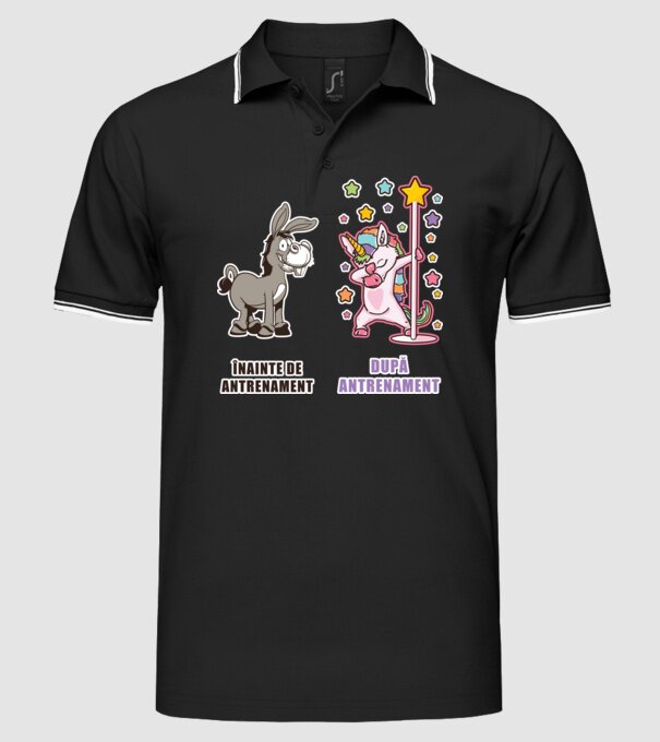 Înainte de antrenament - După antrenament model negru pe tricou