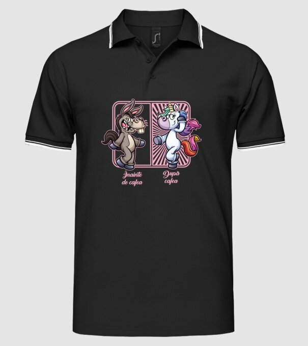 Înainte de cafea model negru pe tricou