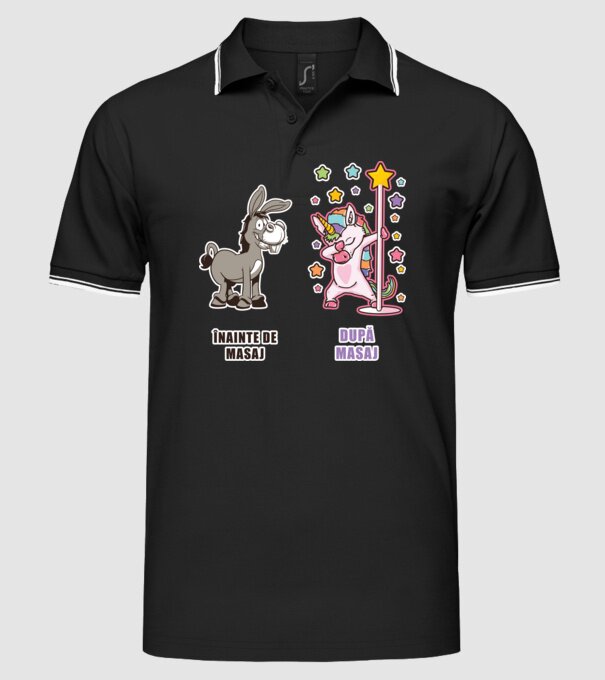 Înainte de masaj - După masaj model negru pe tricou