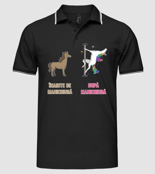Înainte de manichiură - după manichiură model negru pe tricou