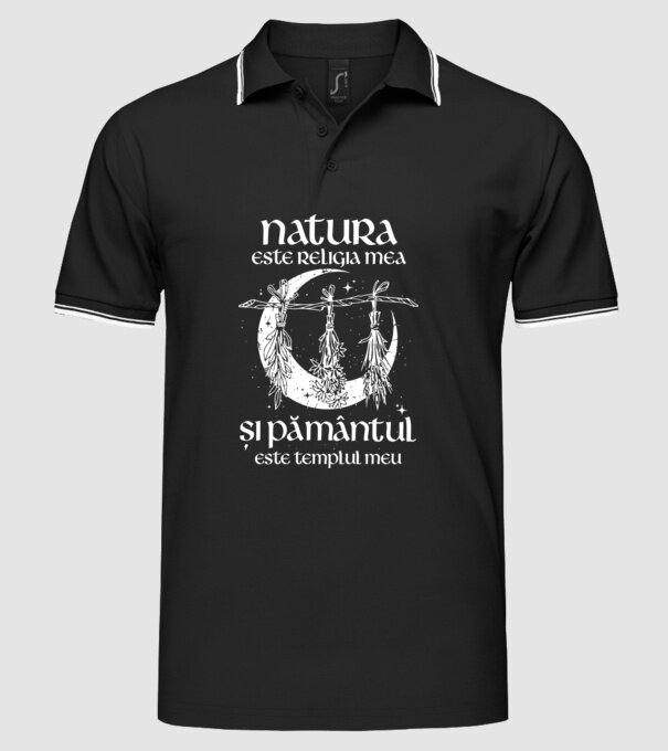 Natura este religia mea model negru pe tricou