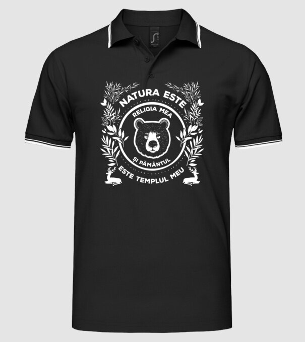 Natura este religia mea și pământul este templul meu model negru pe tricou