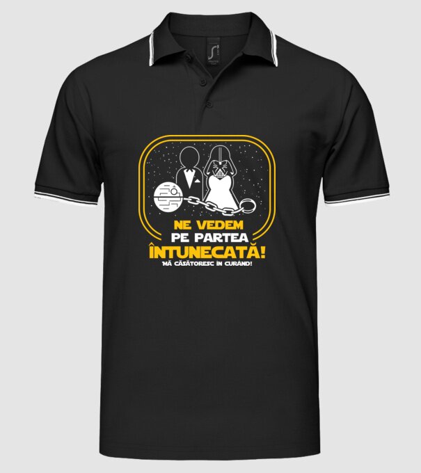 Ne vedem pe partea întunecată model negru pe tricou