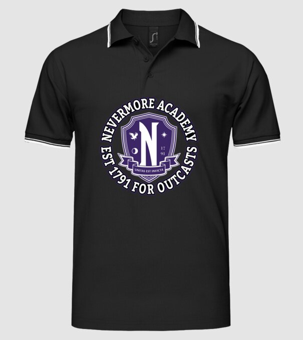 Nevermore academy model negru pe tricou