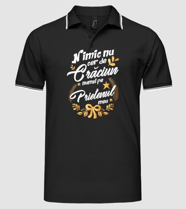 nimic nu cer de Crăciun, numai pe prietenul meu model negru pe tricou