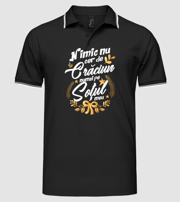 nimic nu cer de Crăciun, numai pe soțul meu model negru pe tricou