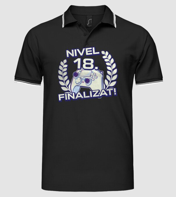 Nivel 18 finalizat! model negru pe tricou